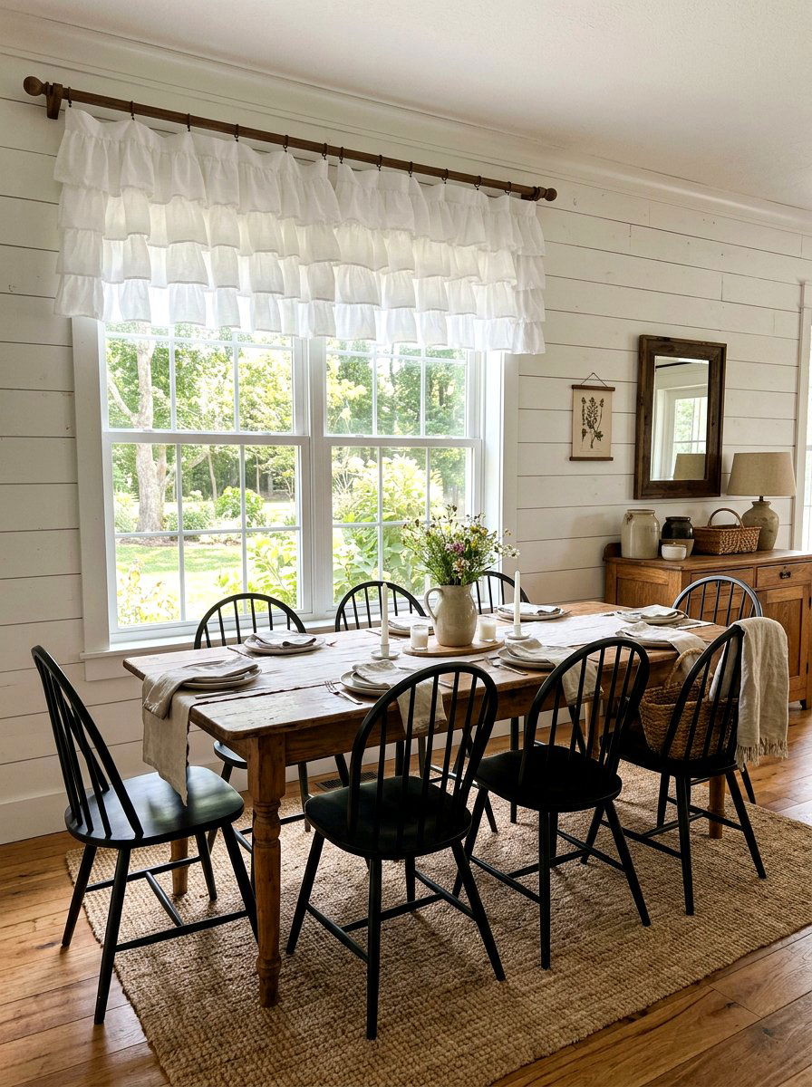 Farmhouse Ruffle Valance - 25 Spring Valance Ideas