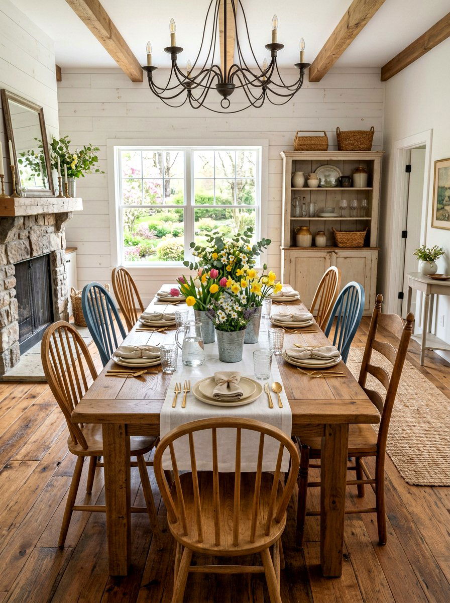 Farmhouse Spring Table - 25 Spring Table Setting Ideas
