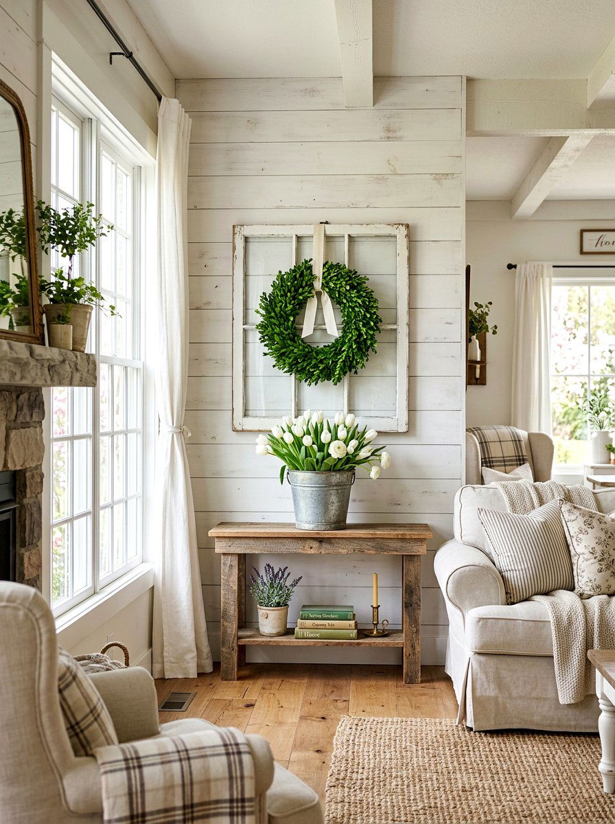 Farmhouse Spring Vignette - 25 Spring Vignette Ideas