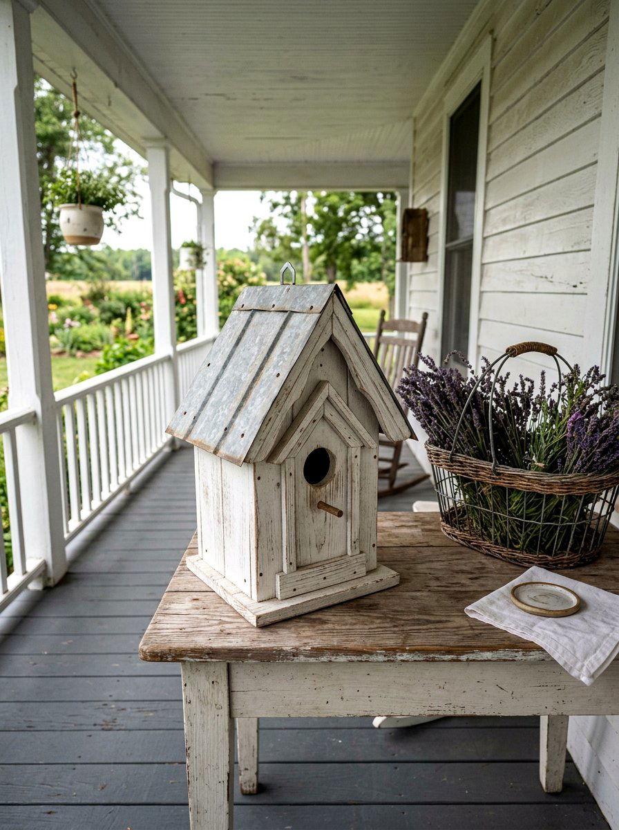 Farmhouse Style Birdhouse - 25 Spring Wooden Bird Ideas