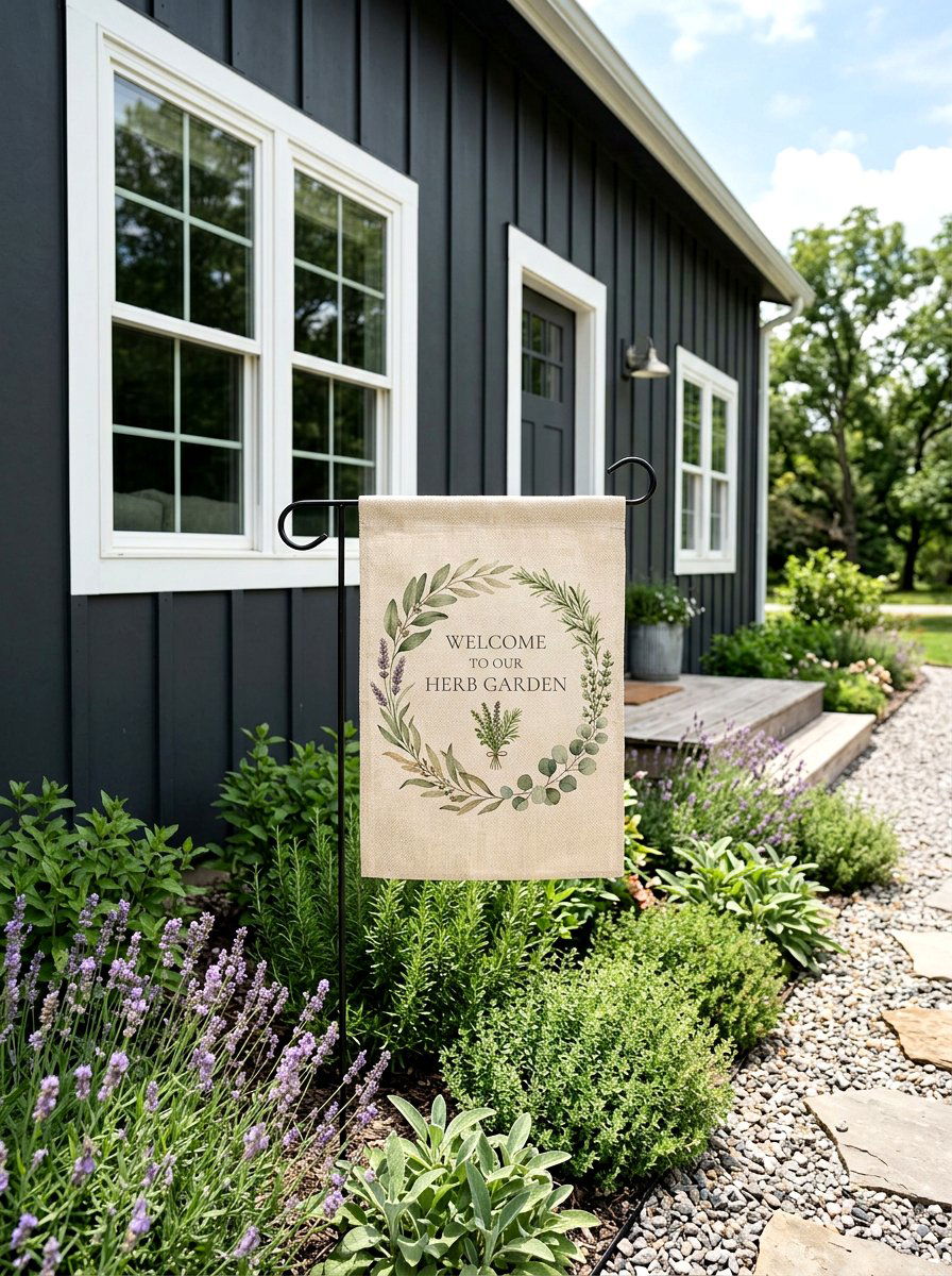 Farmhouse Style Garden Flag - 25 Spring Garden Flag Ideas