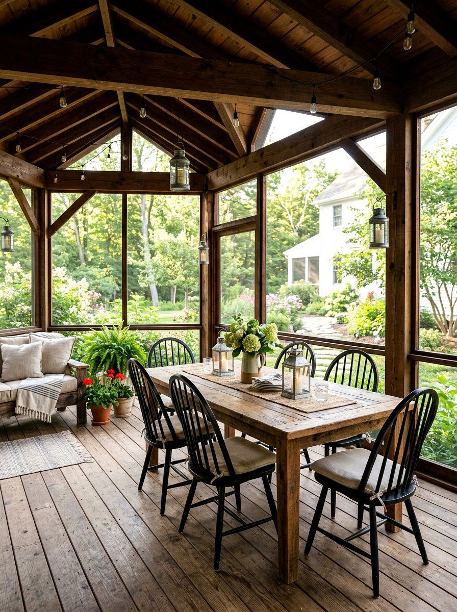 Farmhouse Style Porch - 25 Spring Screened Porch Decor Ideas