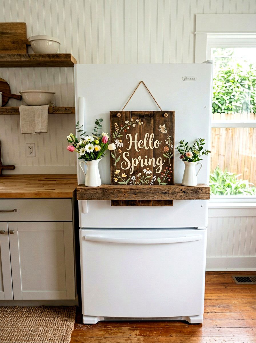 Farmhouse Style Sign - 25 Spring Refrigerator Top Decor Ideas