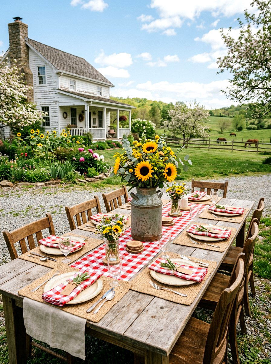 Farmhouse Style Spring Table - 25 Spring Garden Table Decor Ideas