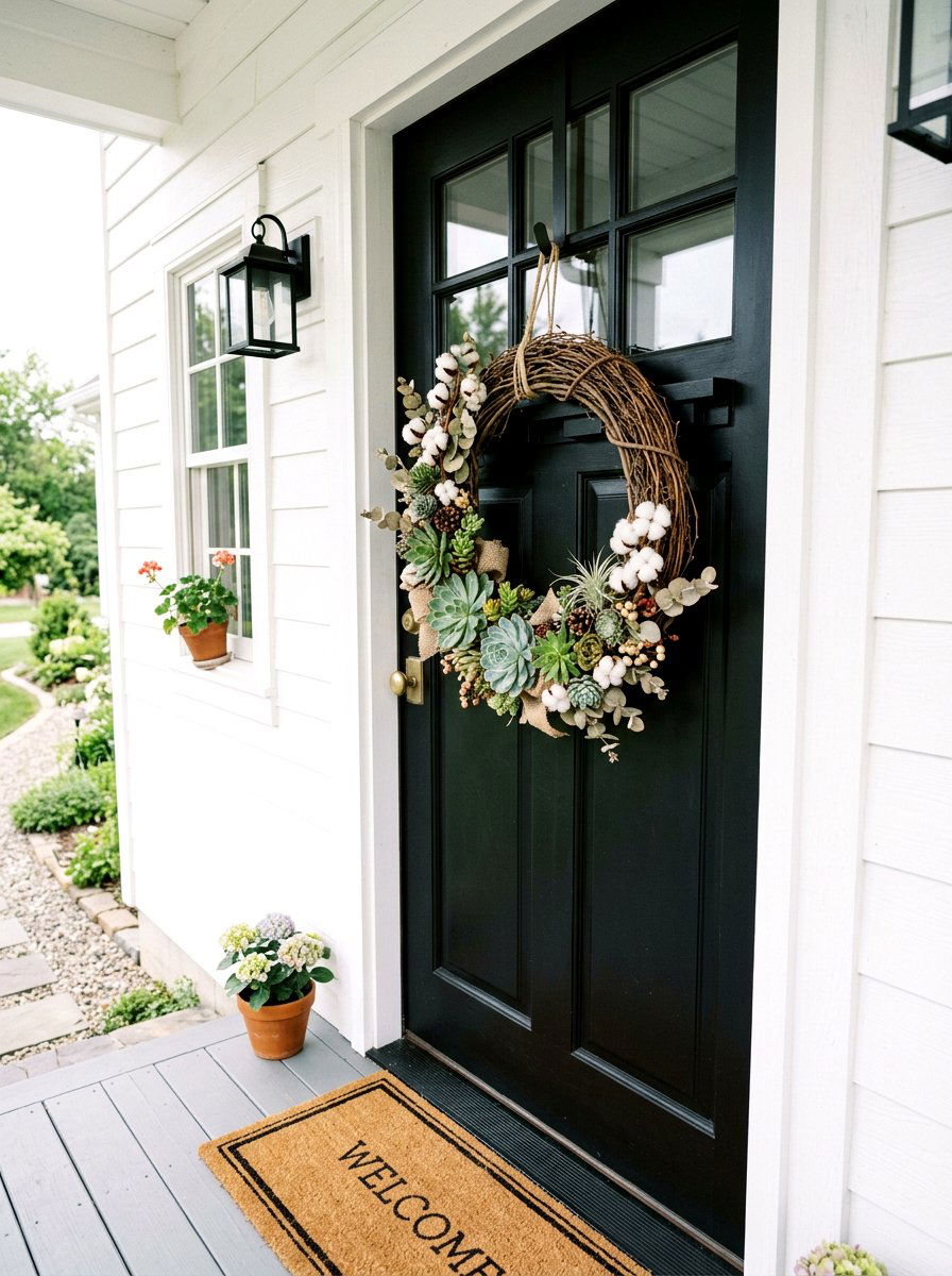 Farmhouse Succulent Wreath - 25 Spring Succulent Wreath Ideas