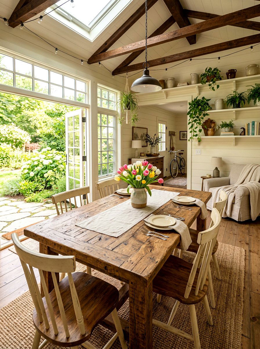Farmhouse Table - 25 Spring She Shed Decor Ideas
