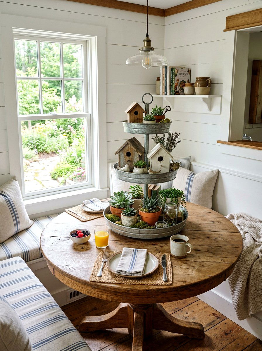 Farmhouse Tiered Tray - 25 Spring Farm Table Decor Ideas