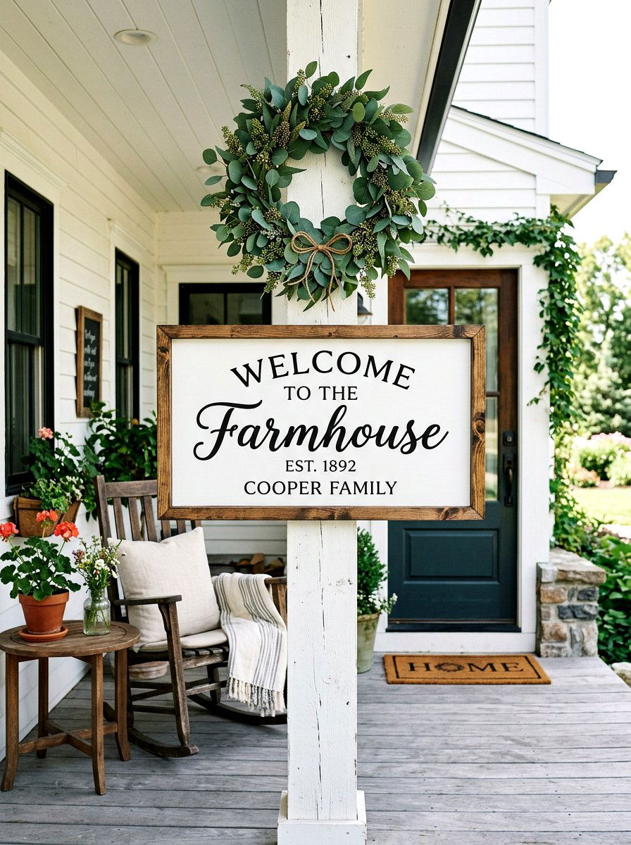 Farmhouse Welcome Sign - 25 Spring Outdoor Sign Ideas
