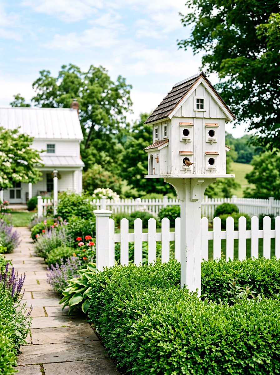 Farmhouse White Birdhouse - 25 Spring Birdhouse Decor Ideas