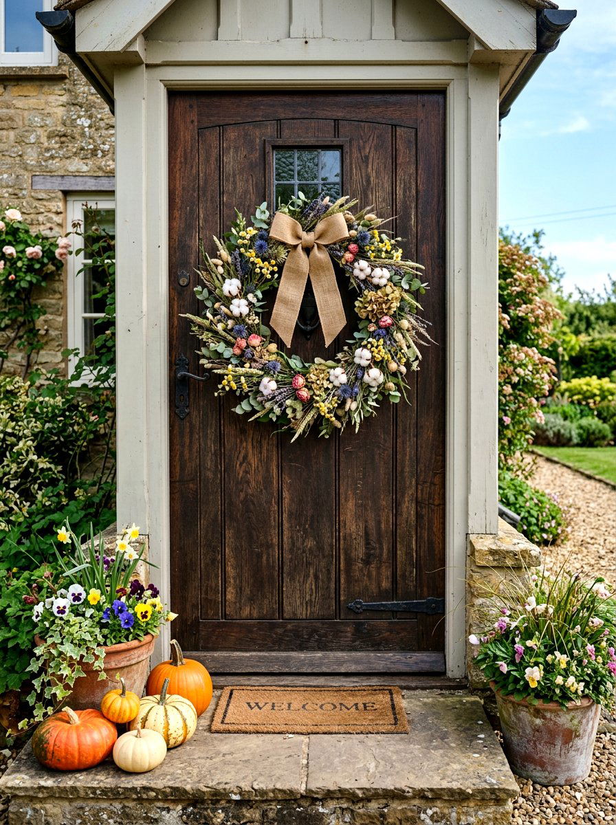 Farmhouse Wildflower Wreath - 25 Spring Wildflower Wreath Ideas