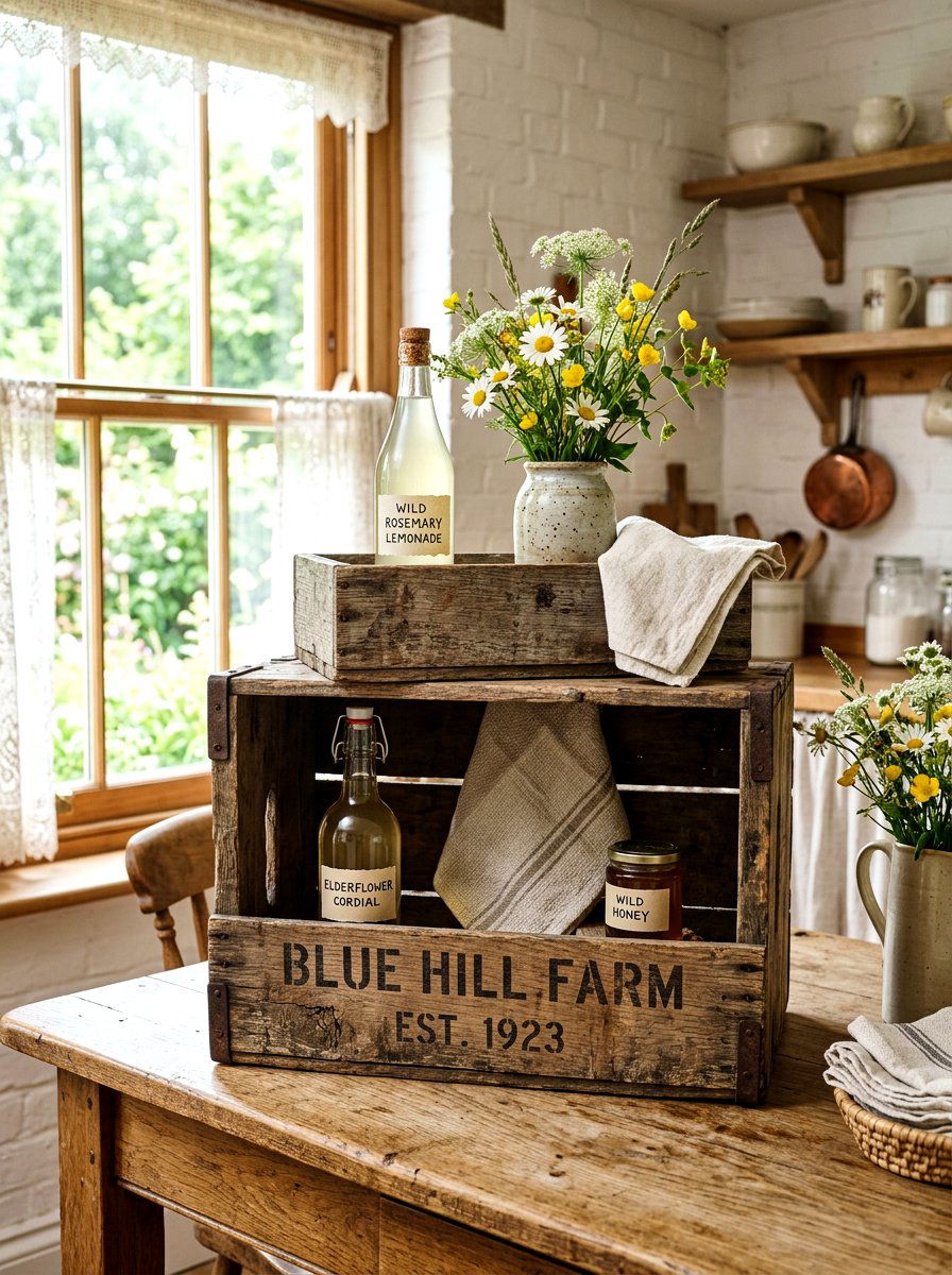 Farmhouse Wooden Crate - 25 Spring Mimosa Bar Decor Ideas