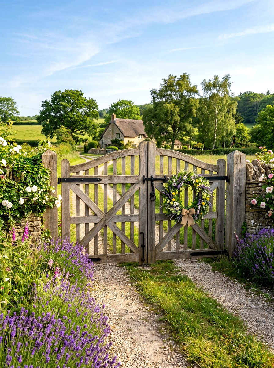Farmhouse Wooden Gate - 25 Spring Driveway Gate Ideas