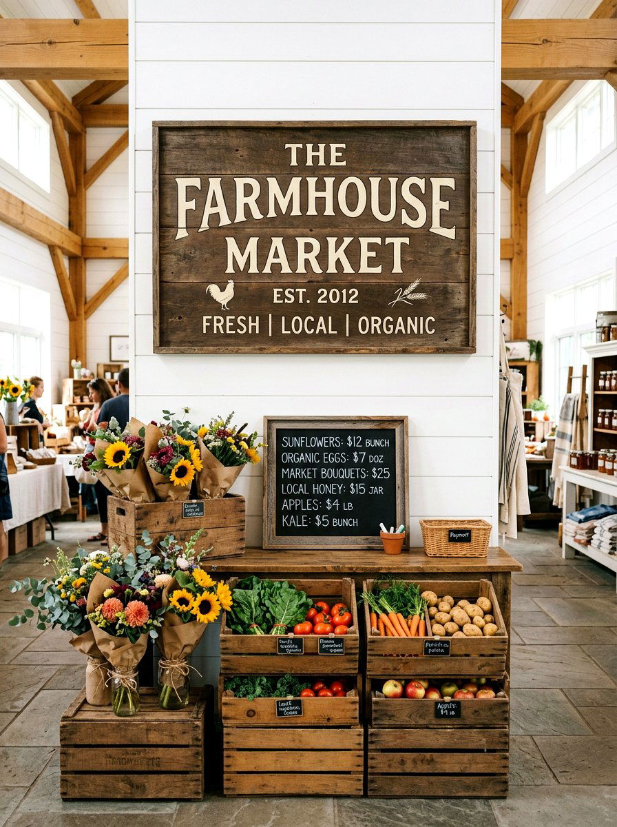 Farmhouse market sign - 25 Spring Porch Sign Ideas