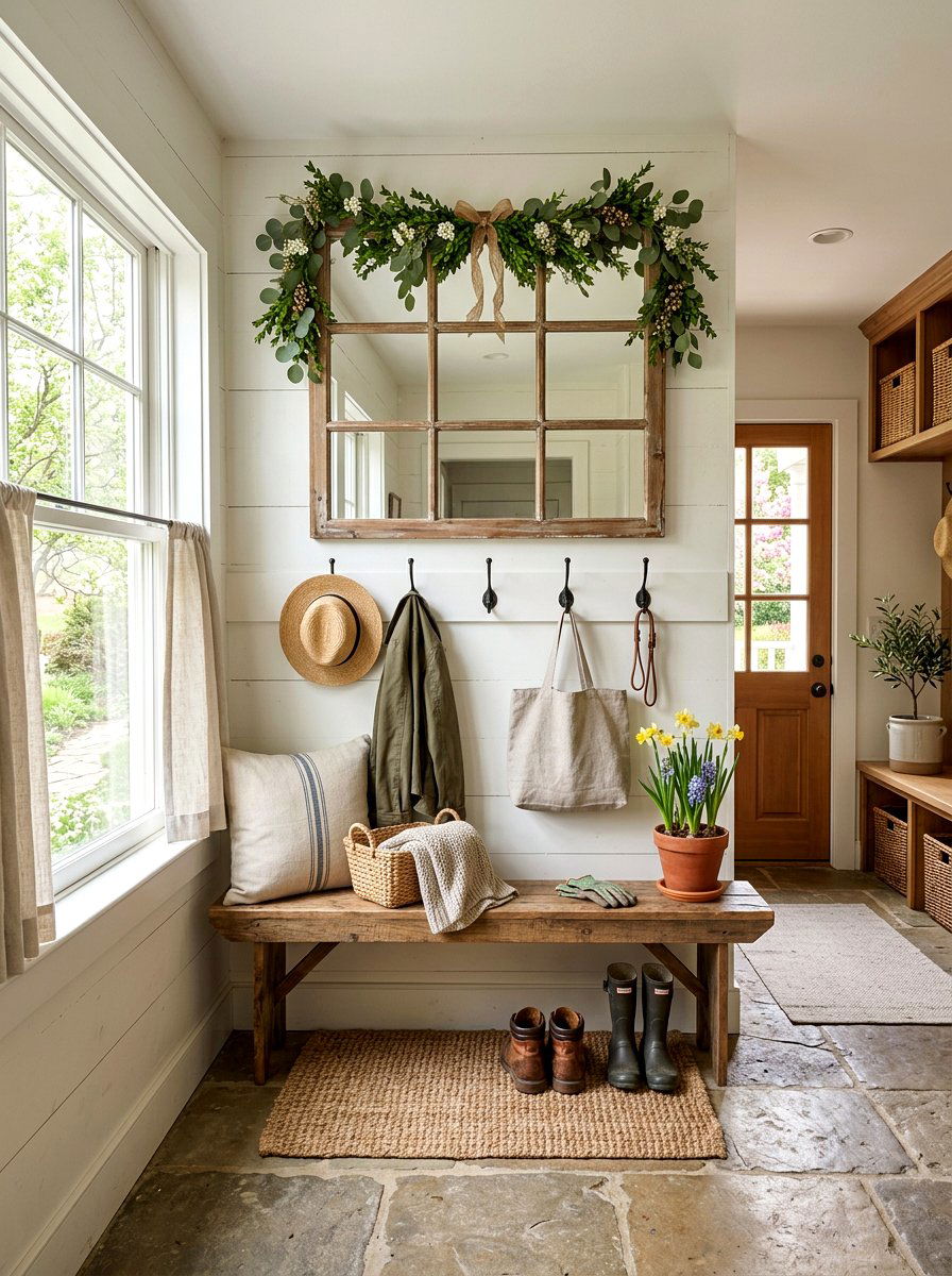 Farmhouse mirror spring - 25 Spring Mirror Decor Ideas