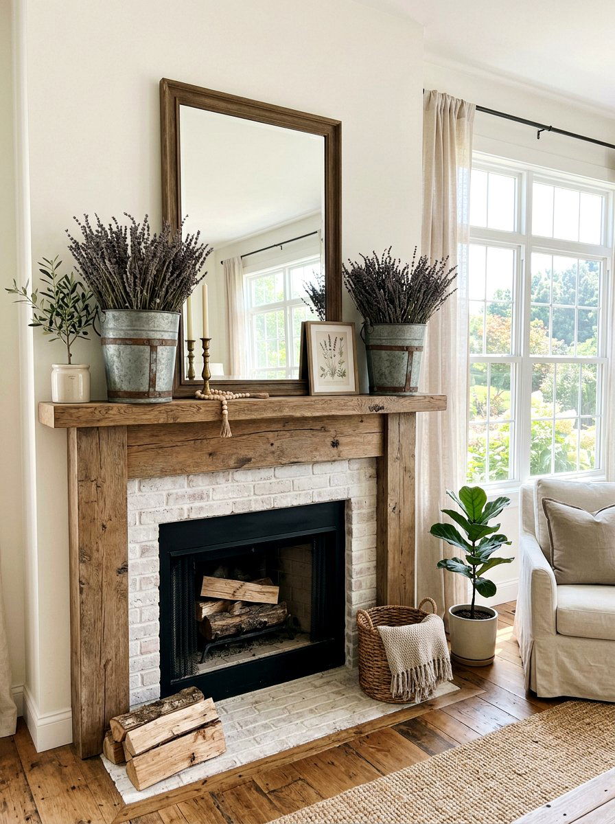 Farmhouse olive bucket greenery - 25 Spring Galvanized Decor Ideas