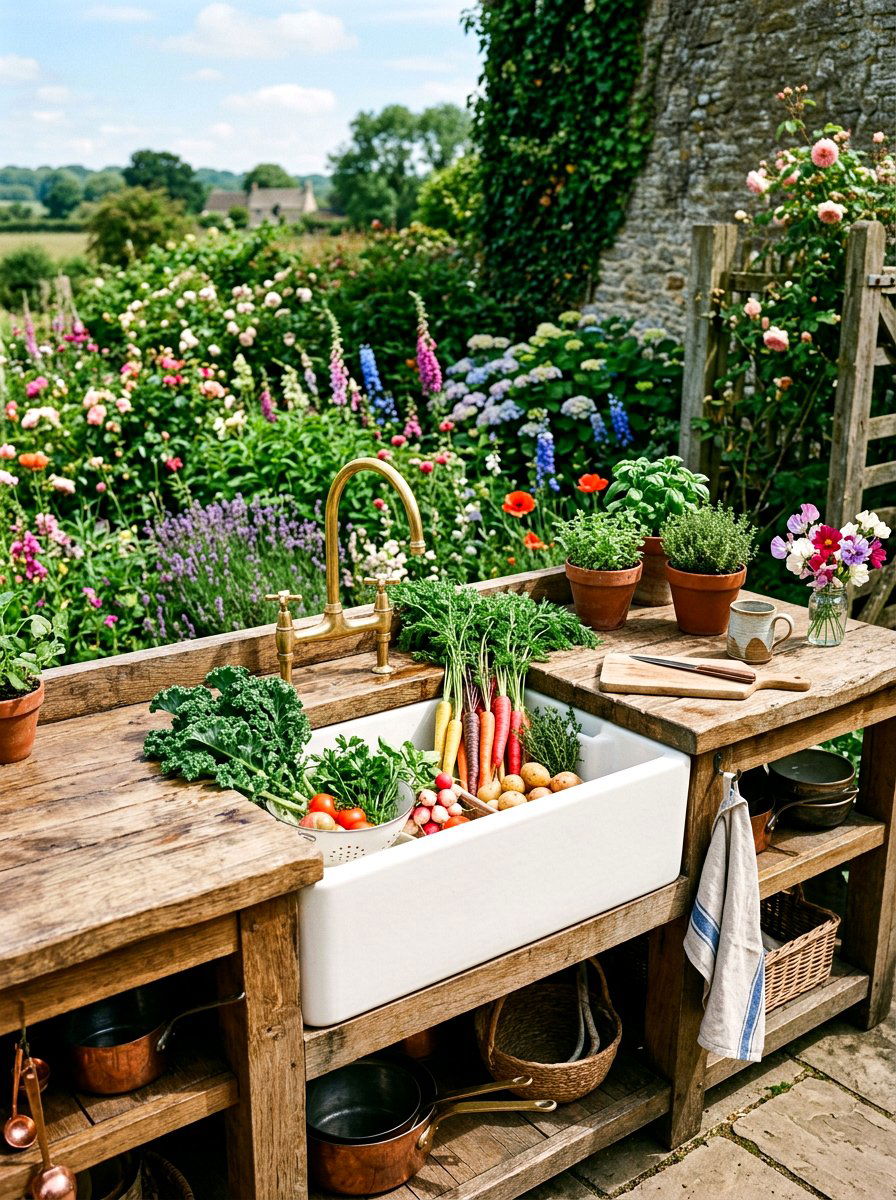 Farmhouse outdoor sink - 25 Spring Outdoor Kitchen Decor Ideas