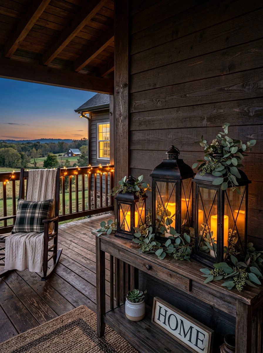 Farmhouse porch lanterns - 25 Spring Porch Corner Decor Ideas