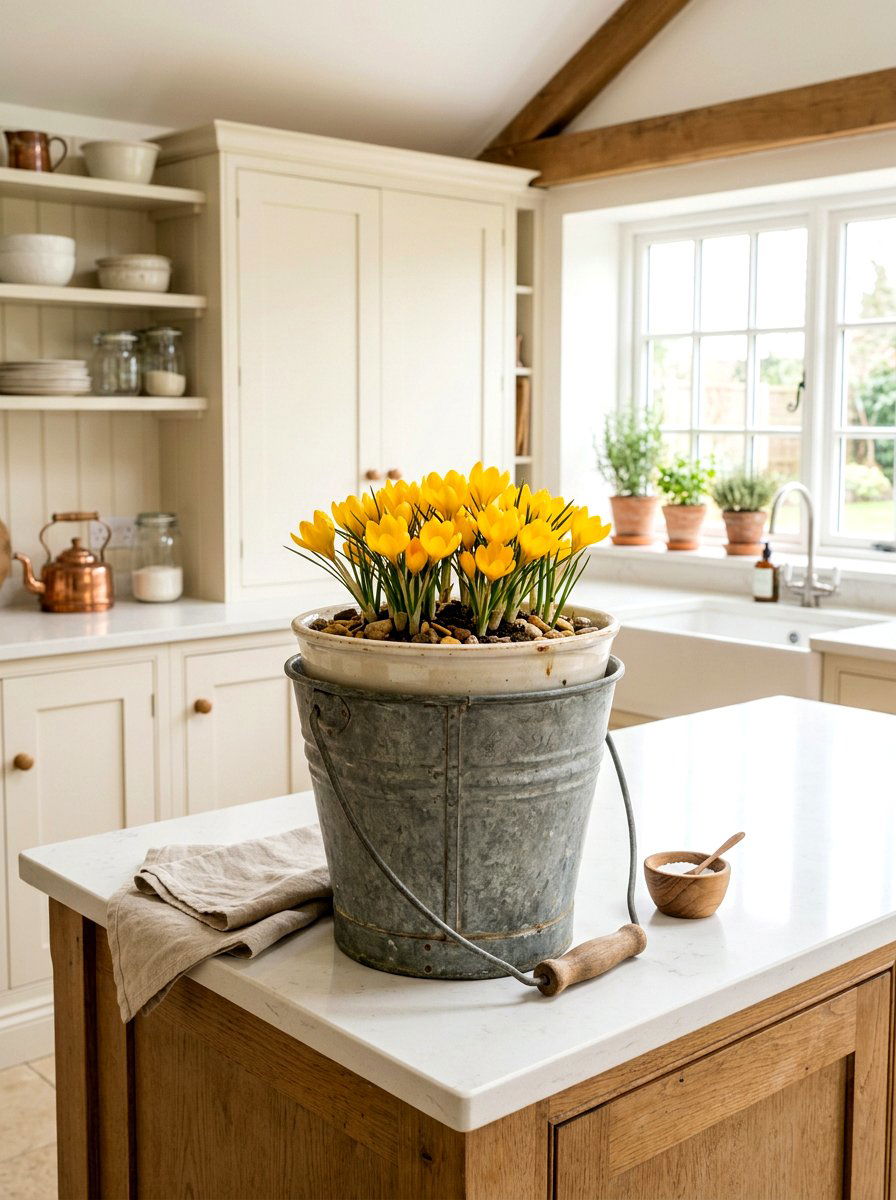 Farmhouse style crocus bowl - 25 Spring Crocus Bowl Ideas
