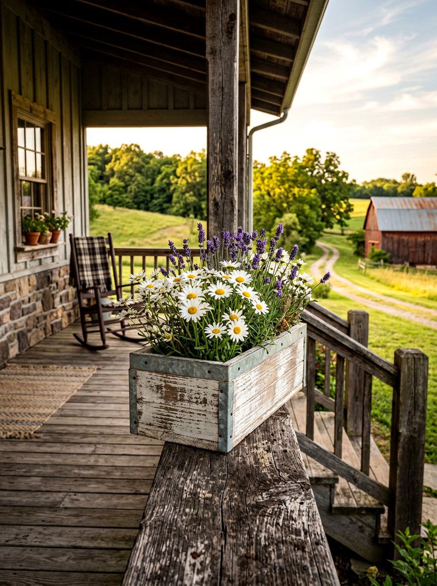Farmhouse style porch planter - 25 Spring Porch Railing Planter Ideas