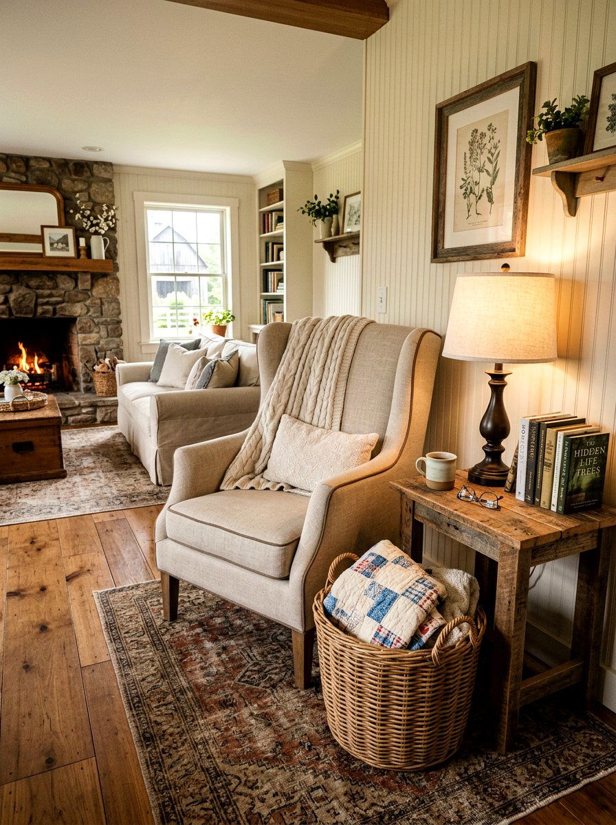 Farmhouse style reading nook - 25 Spring Reading Nook Decor Ideas