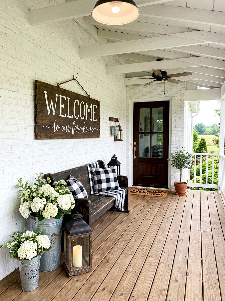 Farmhouse welcome porch sign - 25 Spring Porch Sign Ideas