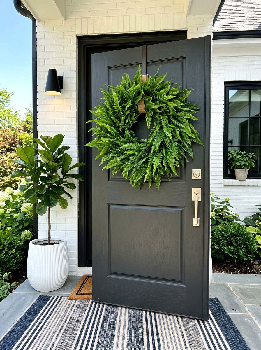 Faux Boston Fern Wreath - 25 Spring Fern Wreath Ideas