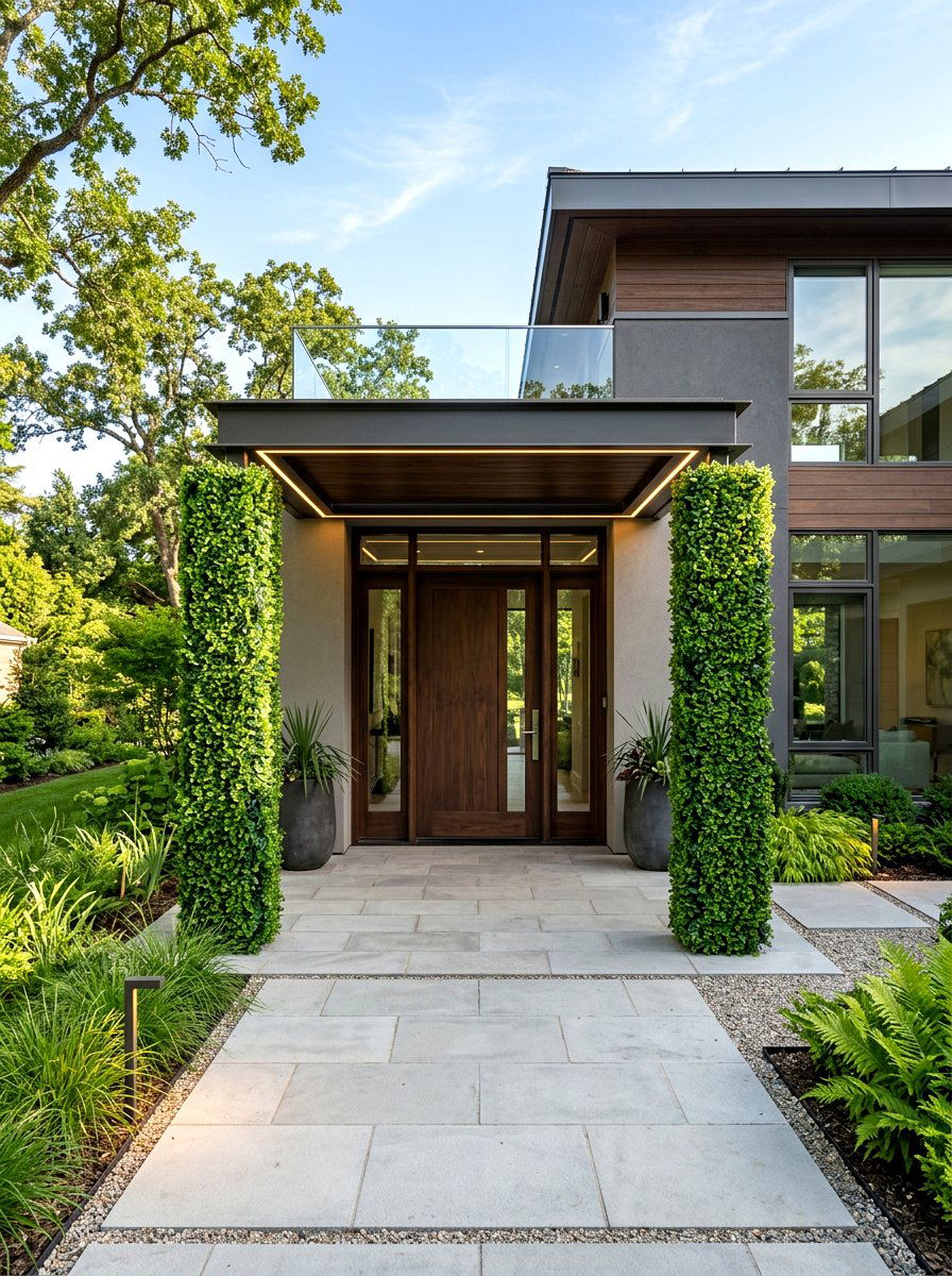 Faux Boxwood Column Wrap - 25 Spring Porch Column Decor Ideas