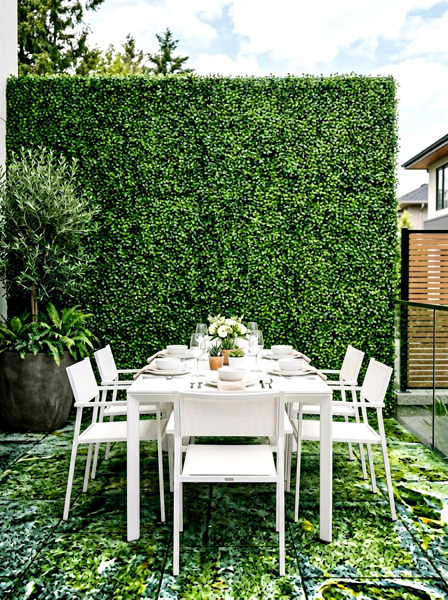Faux Boxwood Wall - 25 Spring Patio Wall Decor Ideas