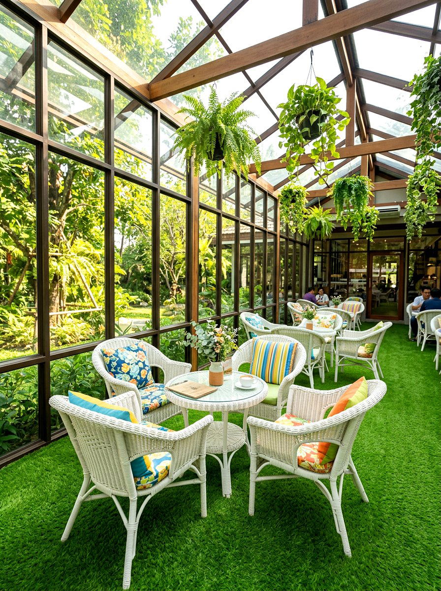 Faux Grass Flooring - 25 Spring Cafe Decor Ideas