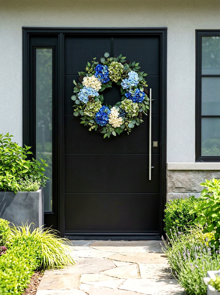 Faux Hydrangea Outdoor Decor - 25 Spring Hydrangea Wreath Ideas