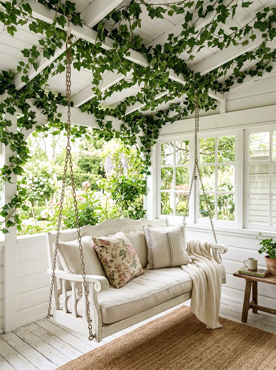Faux Ivy Vines - 25 Spring Porch Ceiling Decor Ideas