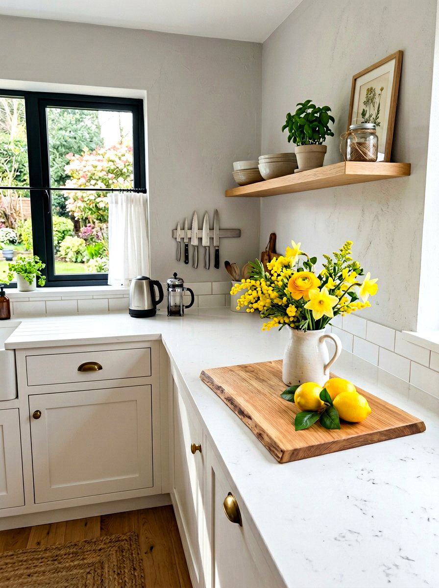 Faux Lemon Vignette - 25 Spring Cutting Board Decor Ideas