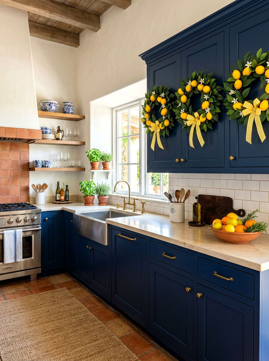 Faux Lemon Wreath - 25 Spring Cabinet Wreath Ideas