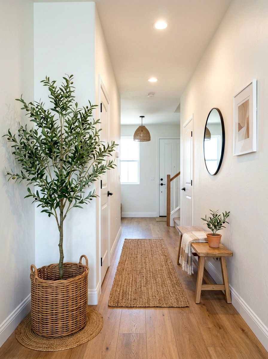 Faux Olive Tree - 25 Spring Hallway Decor Ideas