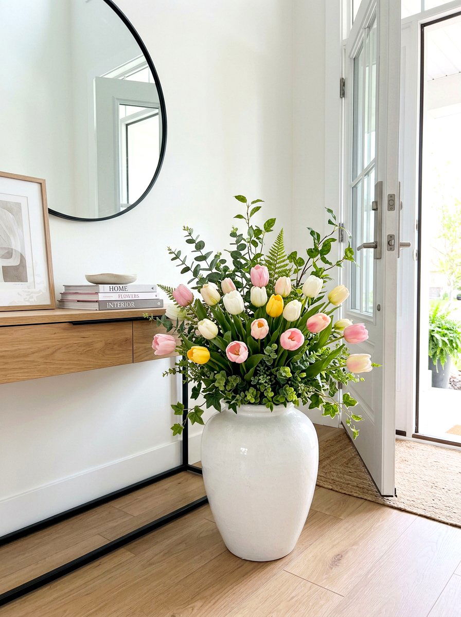 Faux Spring Urn - 25 Spring Porch Urn Ideas