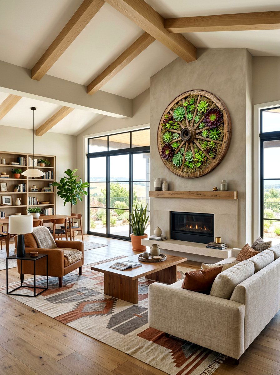 Faux Succulent Wagon Wheel - 25 Spring Wagon Wheel Wreath Ideas