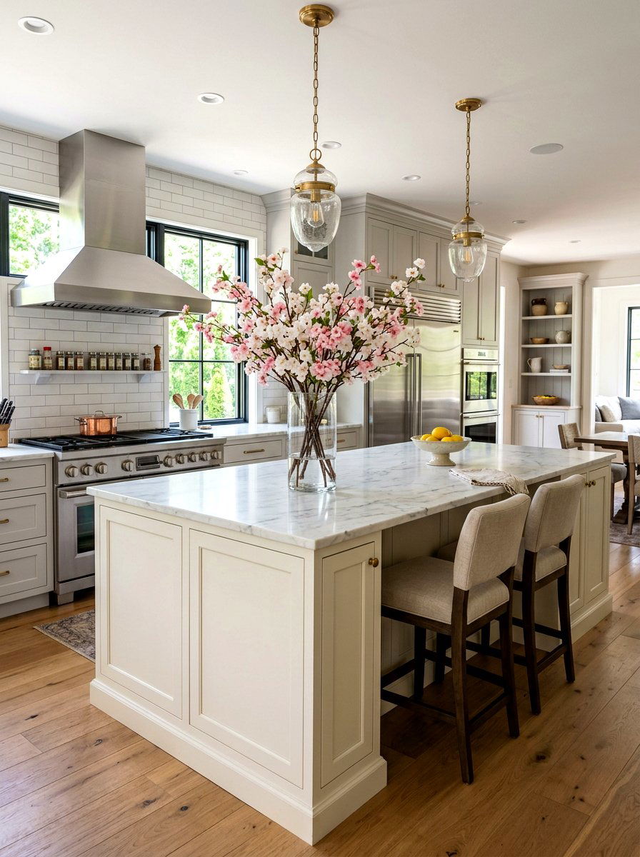 Faux cherry blossom kitchen island - 25 Spring Cherry Blossom Arrangement Ideas