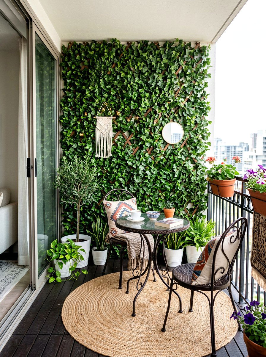 Faux ivy trellis - 25 Spring Balcony Privacy Screen Ideas