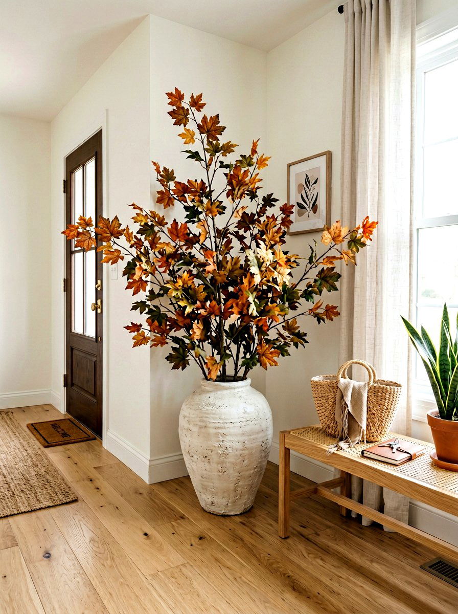 Faux stem tall floor vase - 25 Spring Greenery Decor Ideas