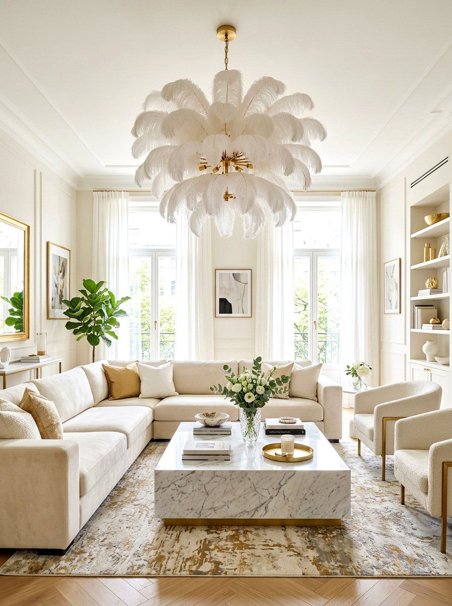 Feather Chandelier - 25 Spring Chandelier Decor Ideas