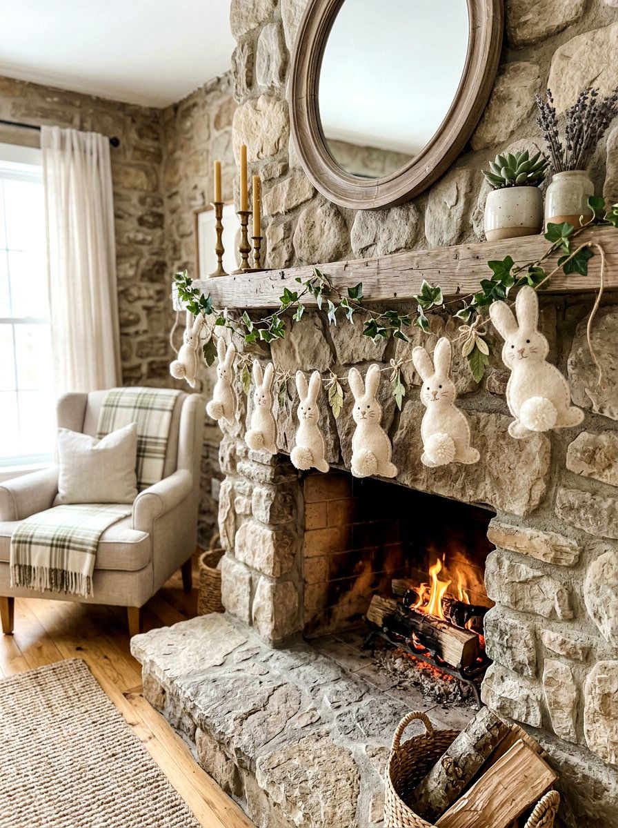 Felt Bunny Banner - 25 Spring Felt Decor Ideas