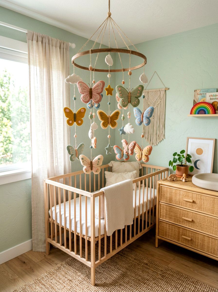 Felt Butterfly Mobile - 25 Spring Felt Decor Ideas