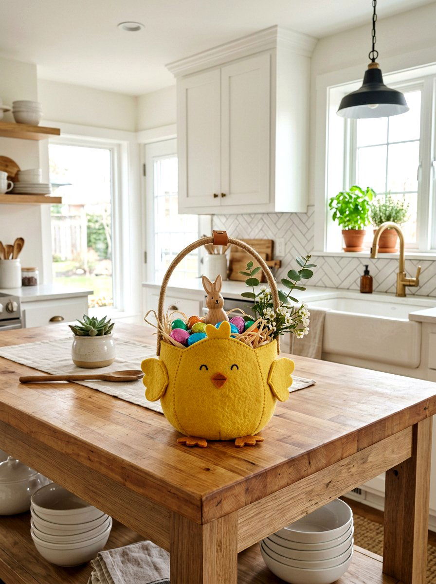 Felt Chick Basket - 25 Spring Felt Decor Ideas