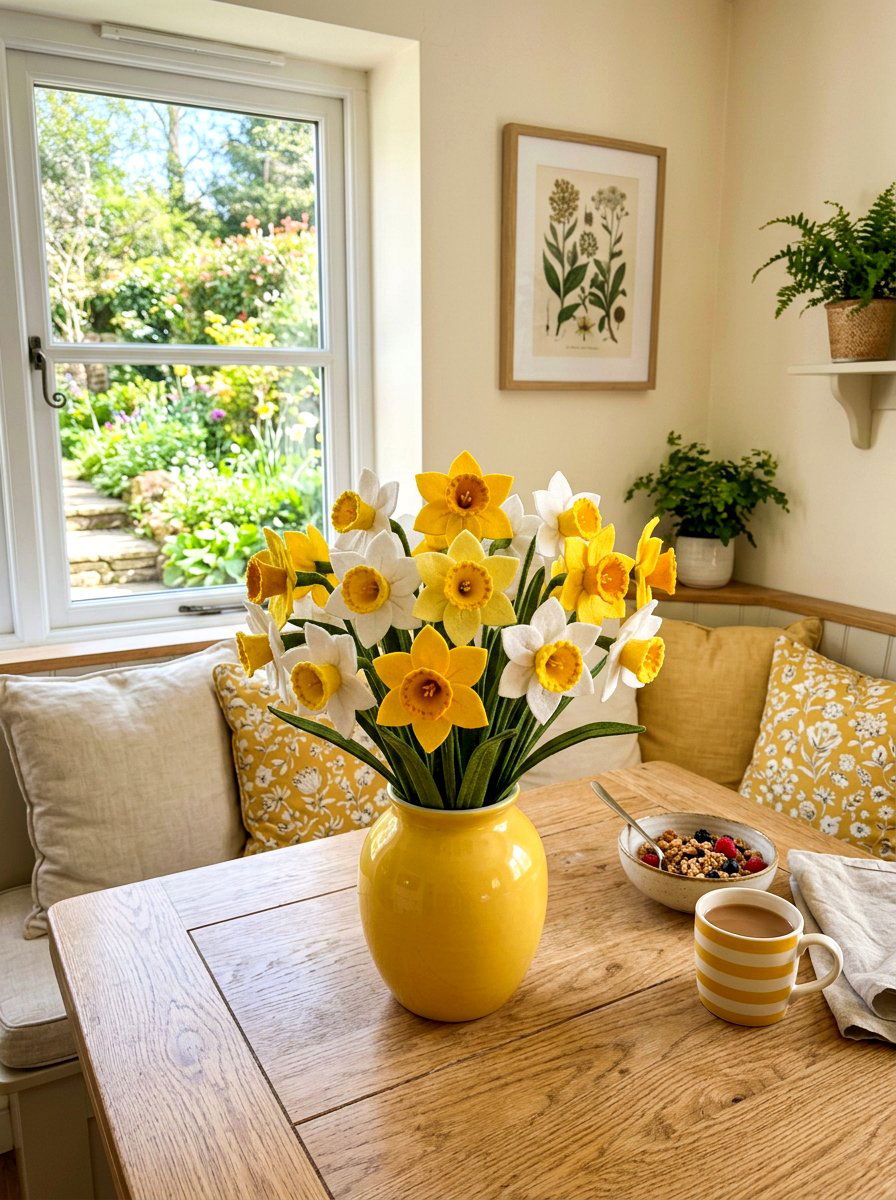 Felt Daffodil Arrangement - 25 Spring Felt Decor Ideas