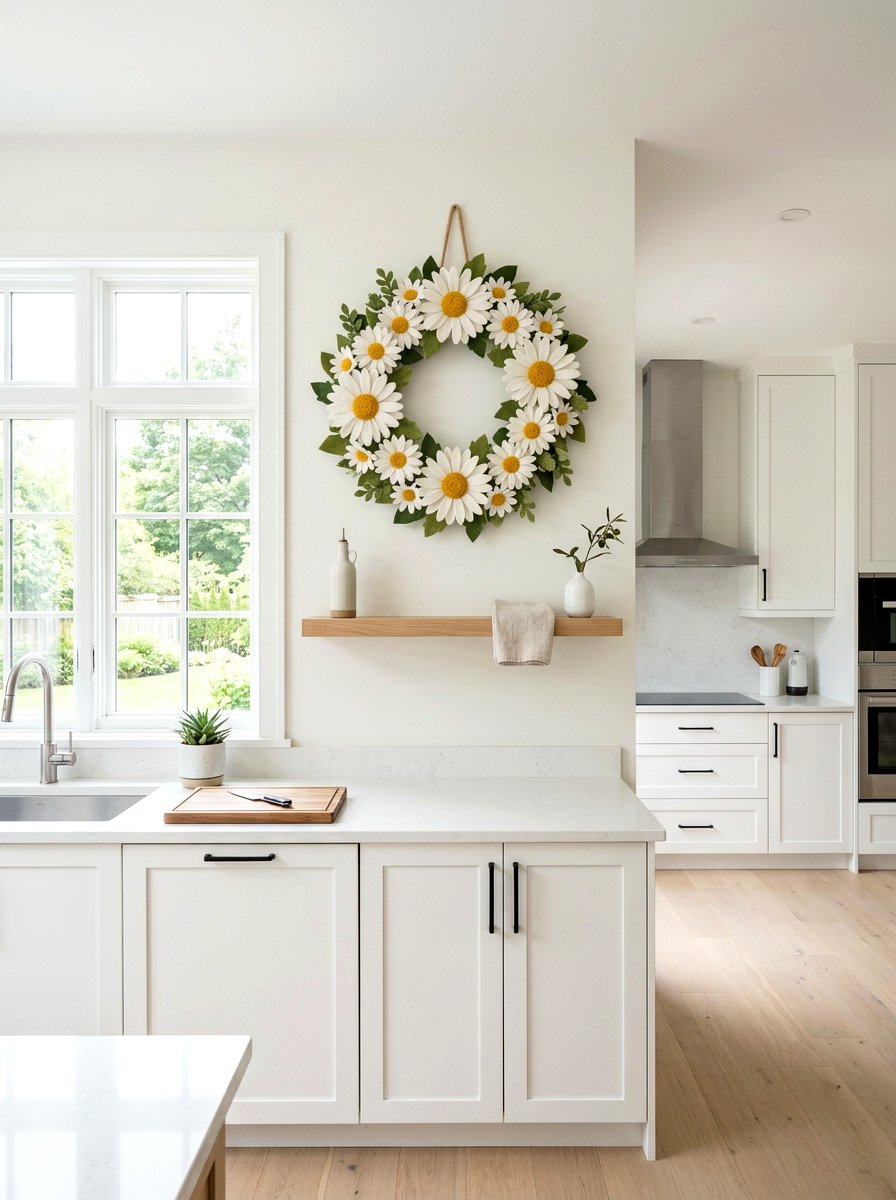 Felt Daisy Wreath - 25 Spring Felt Wreath Ideas