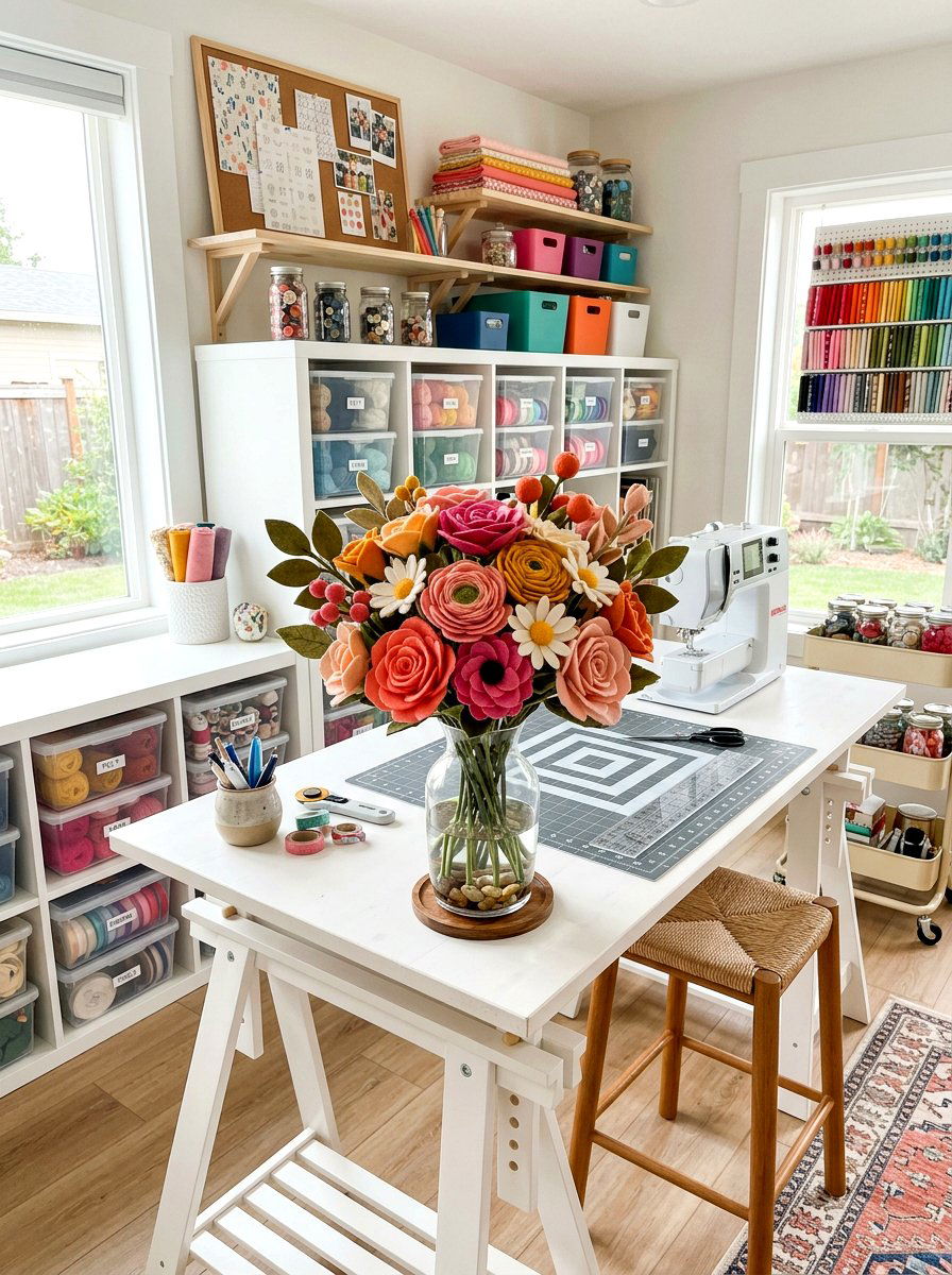 Felt Flower Bouquet - 25 Spring DIY Craft Ideas