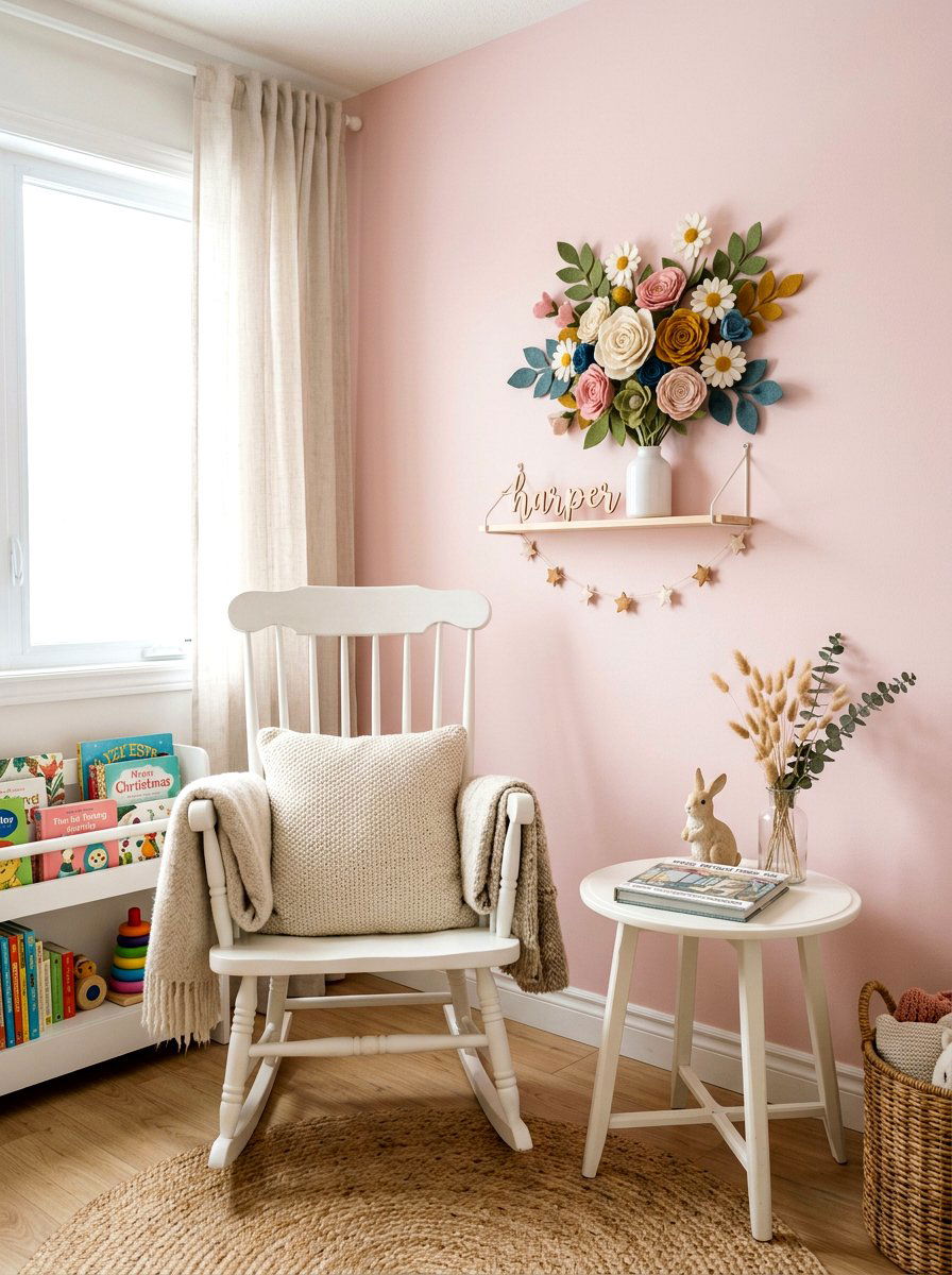 Felt Flower Bouquet Decor - 25 Spring Nursery Wall Decor Ideas