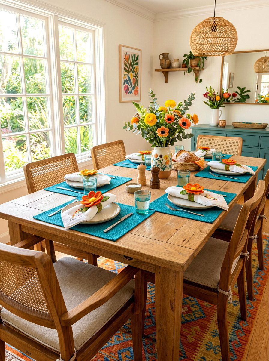 Felt Flower Napkin Ring - 25 Spring Napkin Ring Ideas