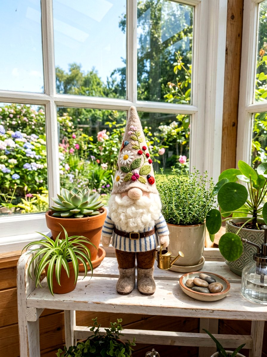 Felt Garden Gnome - 25 Spring Felt Decor Ideas