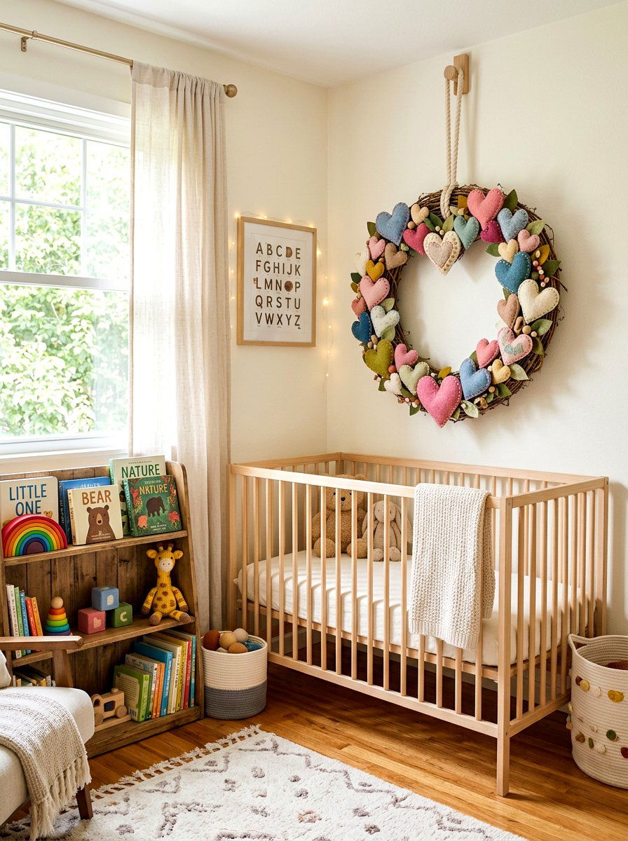 Felt Heart Wreath - 25 Spring Heart Wreath Ideas